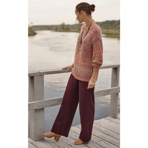 NWT J.Jill Pure Jill Pleated Wide-Leg Pants in Eggplant Heather Size LP